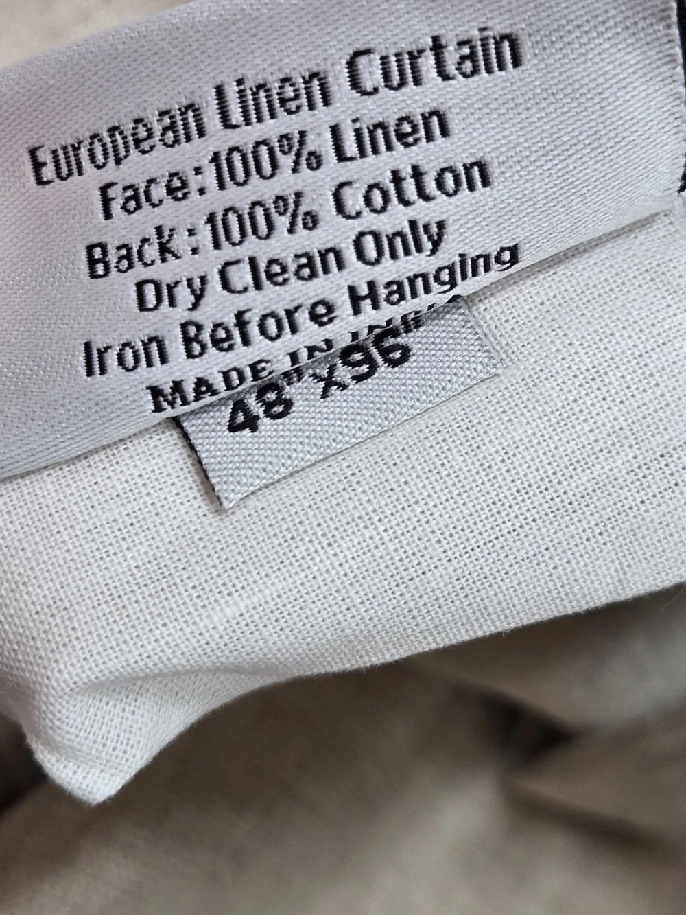 NWT QUINCE Set Of 2 48x96 European Linen Curtains Flax 0014